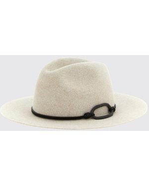 Brunello Cucinelli Wide-Brim Wool Felt Hat With Monile Detail - Natural