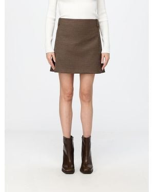 Courreges CourrÈ Ges Houndstooth A-Line Mini Skirt With High-Waist Design - Brown