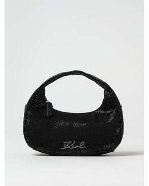 KARL LAGERFELD All-Over Rhinestone Fabric Bag - Black