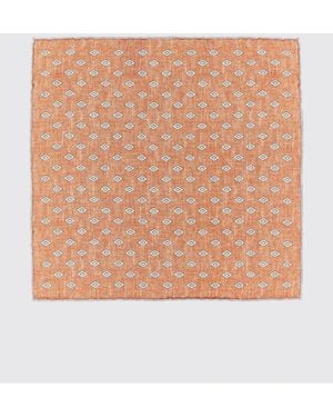 Brunello Cucinelli Silk Pocket Square With Diamond And Check Pattern - Natural