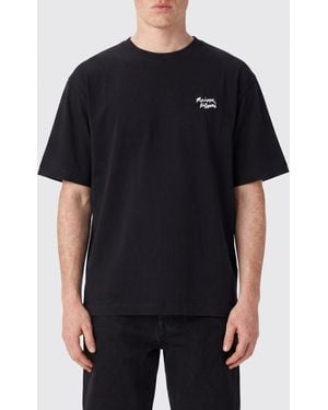 Maison Kitsuné Maison Kitsun&Eacute Crewneck Cotton T-Shirt With Logo And Dropped Shoulders - Black