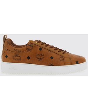 MCM Neo Terrain Faux Leather Trainers With All Over Logo - Brown
