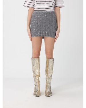 ROTATE BIRGER CHRISTENSEN Cotton Mini Skirt With Embroidered Sequins - Blue