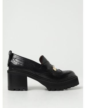 See By Chloé New Gaucho Mocassins In Leather With Brogue Pattern - Black