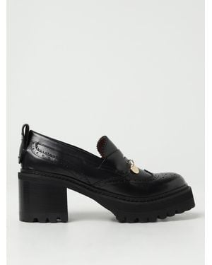 See By Chloé New Gaucho Mocassins In Leather With Brogue Pattern - Black