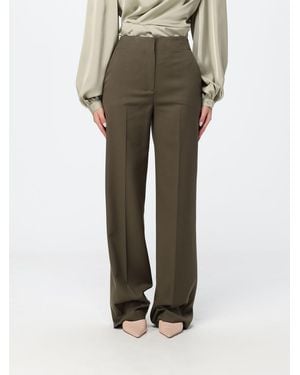 Hanita Pantalón Recto De Crêpe De Talle Alto Con Bolsillos Americanos - Verde