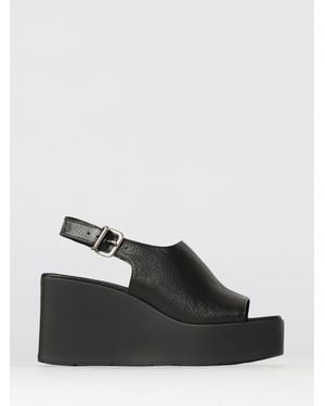 Vic Matié Vic Mati&Eacute Natural Grain Leather Wedge Sandal - Black