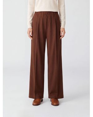 Semicouture High-Waisted Wool Blend Palazzo Pants - Brown