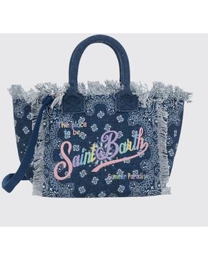 MC2 Saint Barth Colette Cotton Canvas Bag With Logo - Blue