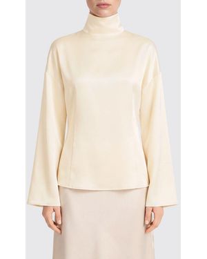 Rohe High-Neck Viscose Blend Turtleneck Blouse With Long Sleeves - Natural