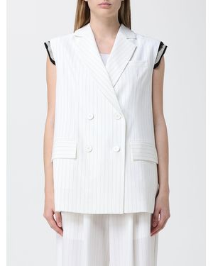 MEIMEIJ Viscose Blend Vest With Pleated Panel - White