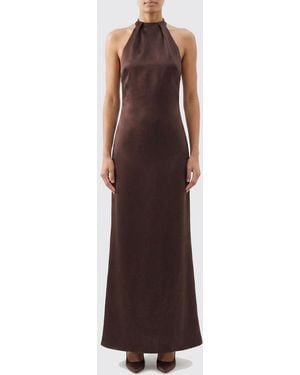 Alysi Satin Dress - Brown