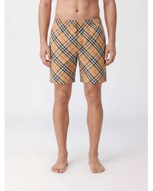 Burberry Vintage Check Swim Shorts With Ekd Logo - Natural