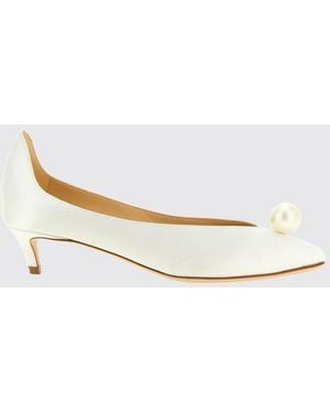 Magda Butrym Pointed-Toe Satin Pumps With Pearl Embellishment And Low Heel - White