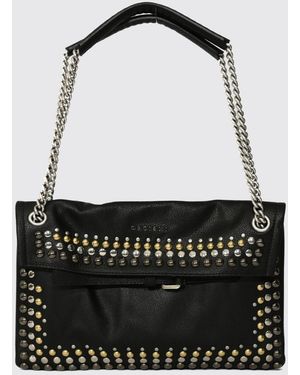 Orciani Venus Studded And Embroidered Calfskin Shoulder Bag - Black