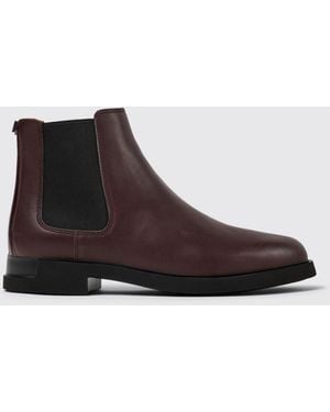 Camper Flat Ankle Boots - Brown