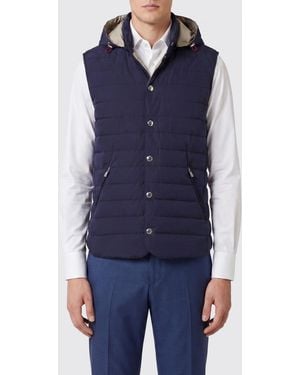 Brunello Cucinelli Nylon Quilted Hooded Vest - Blue