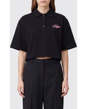 MSGM Logo Cotton Crop Polo Shirt - Black