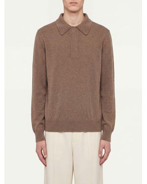 Jil Sander Long-Sleeved Knit Wool Polo With Concealed Placket - Brown