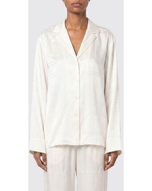 TOTEME Relaxed Fit Silk Pyjama Shirt With Monogram Print - White