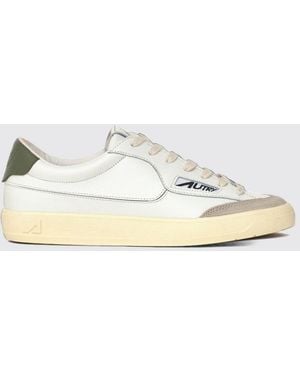 Autry Windscape Low Top Leather Sneakers With Engraved Logo And Padded Ankle - Natural