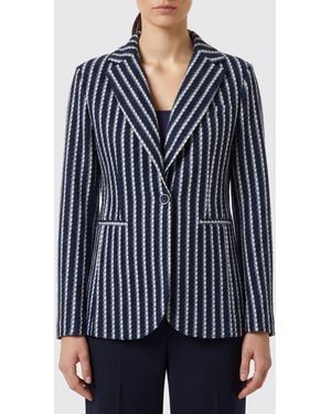 Circolo 1901 Gestreifter Baumwoll-Einreiher-Blazer - Blau