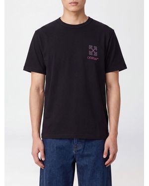 Off-White c/o Virgil Abloh Crewneck Cotton T-Shirt With Contrast Arrow Logo - Black
