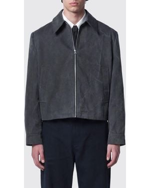 Séfr Cotton Shirt Jacket With Classic Collar And Zip Closure - Blue