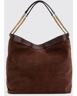 Twinset Suede Double Handle Shoulder Bag - Brown