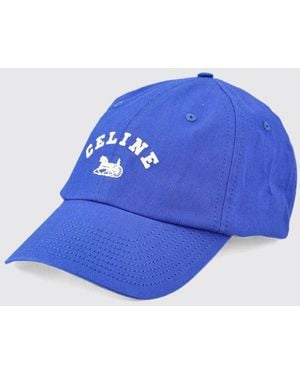 Celine Cotton Baseball Cap With Contrasting Embroidered Logo - Blue