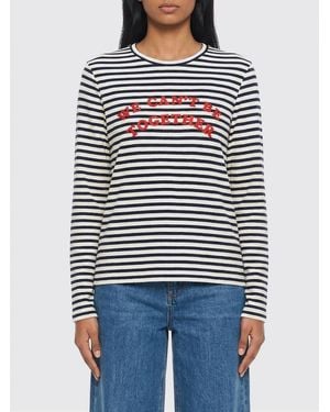 McQueen Striped Cotton T-Shirts With Logo - Blue