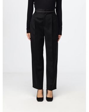 Tela Mia High-Waisted Straight-Leg Wool Tailored Pants - Black