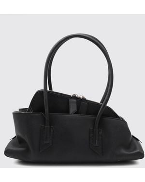 The Attico La Passeggiata Small Leather Shoulder Bag With Double Handle - Black