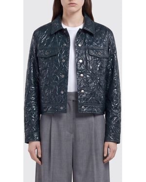 Marni Chaqueta Corta De Piel Sintética Con Efecto Arrugado Y Botones - Azul