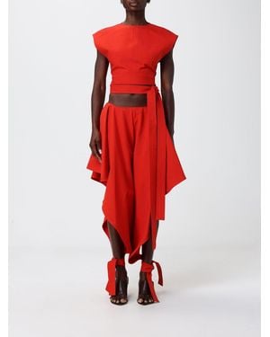 Alaïa Cotton Cropped Top - Red