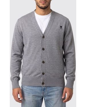Ami Paris Wool Cardigan - Grey