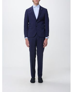 Manuel Ritz Single-Breasted Stretch Wool Suit - Blue