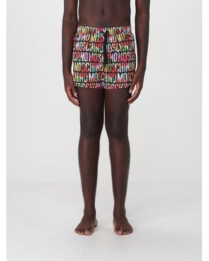 Moschino Polyester Swim Shorts With Contrast Logo And Elasticated Waist - Black