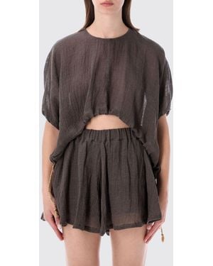 120% Lino T-Shirt Femme - Gris