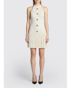 Balmain Viscose Blend Dress With Buttons - White
