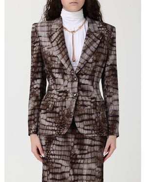 Elisabetta Franchi Single-Breasted Python Print Blazer - Grey