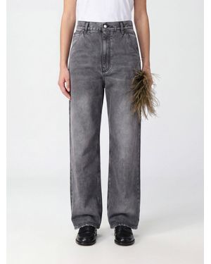 DARKPARK Lisa High-Waisted Wide-Leg Denim Jeans With Charms And Embroidery - Grey