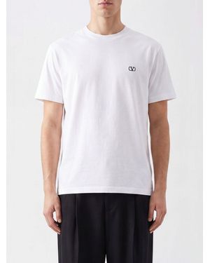 Valentino Vlogo Signature Cotton T-Shirt With Contrasting Logo - White