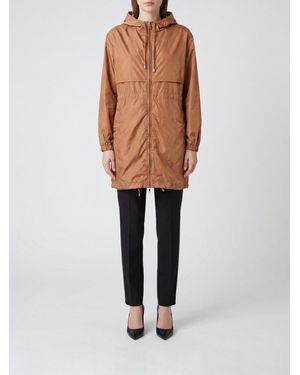 Semicouture Knee-Length Hooded Technical Fabric Parka - Brown