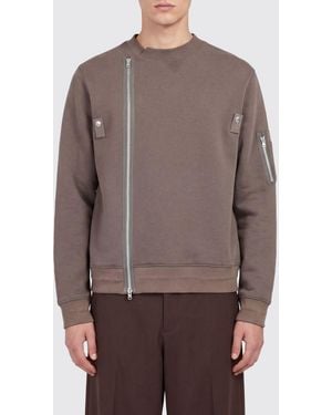 Sacai Rundhals-Sweatshirt Aus Baumwollmischung Mit Seitlichen Reißverschlüssen - Braun