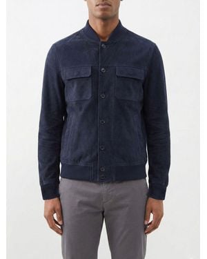 Salvatore Santoro Suede Bomber Jacket - Blue