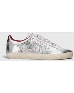 Premiata Stevend Sneakers Aus Kalbsleder Mit Kontrastierenden Details - Weiß