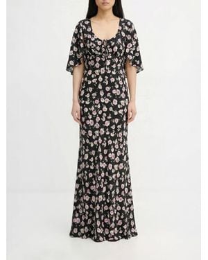 Twinset Long Viscose Dress With Floral Print - White