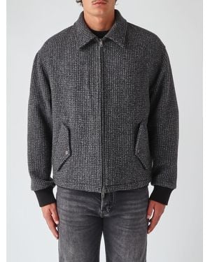 Emporio Armani Polyester Shirt Jacket With Zip Closure And Flap Pockets - Gray