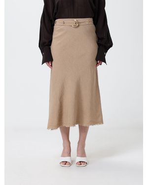 Pinko Asymmetric Linen Blend Skirt - Natural